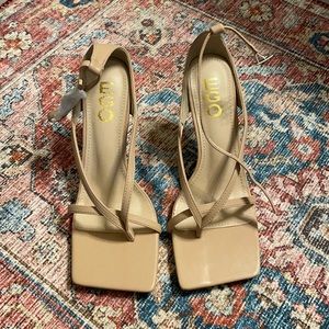 Nude Square Toe Strappy Heel